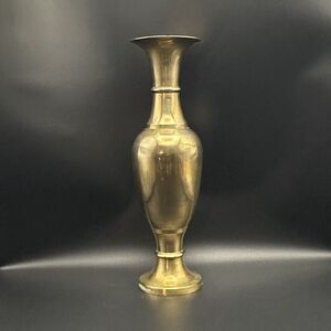 Vintage Solid Brass Vase India 15” Greek Amphora Style Hollywood Regency MCM